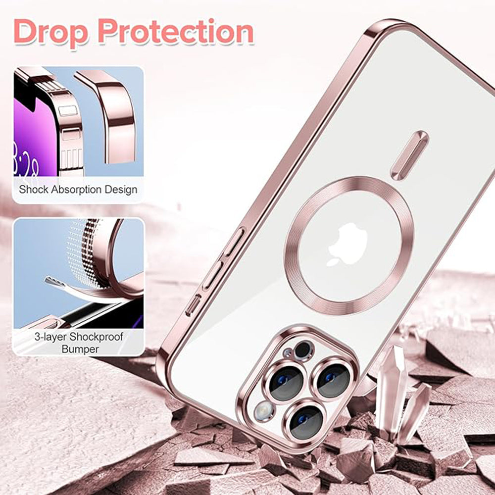 Ovitek MagSafe za Apple iPhone 14 Pro Max, Techsuit, Luxury Crystal, Roza