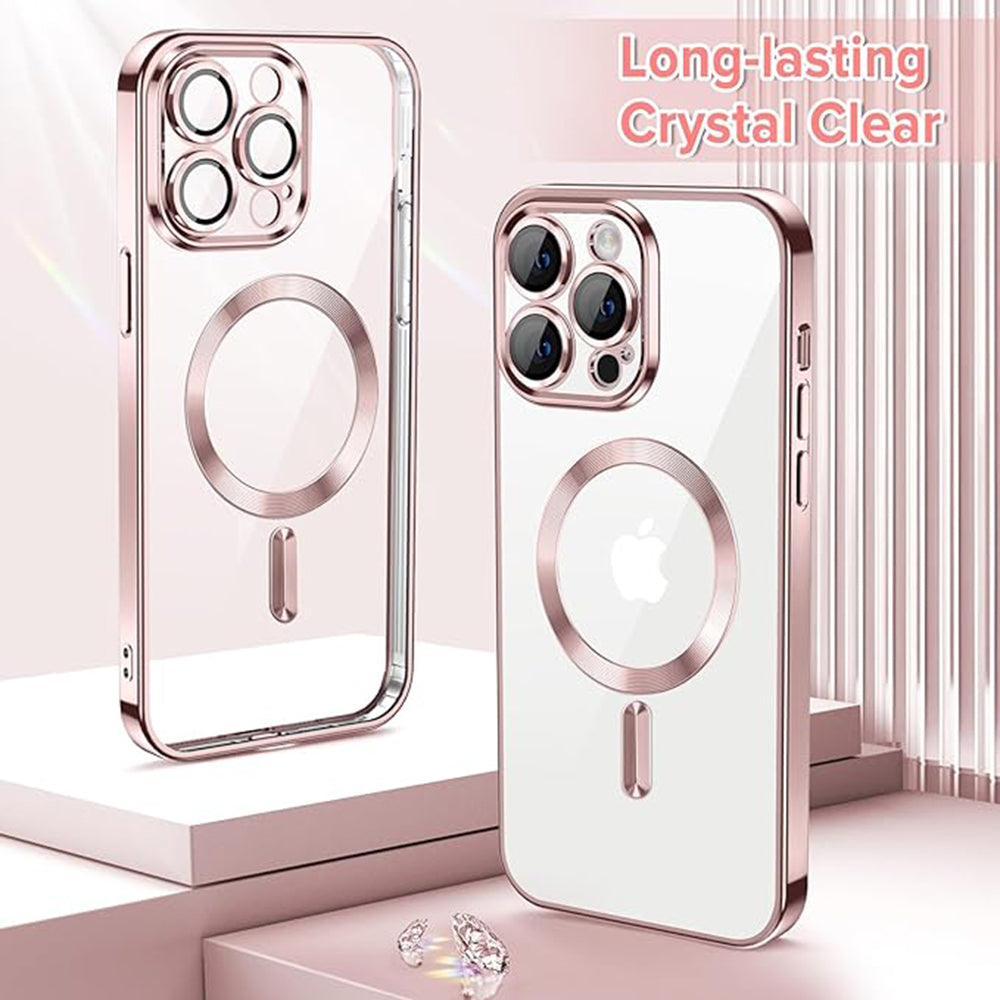 Ovitek MagSafe za Apple iPhone 14 Pro Max, Techsuit, Luxury Crystal, Roza