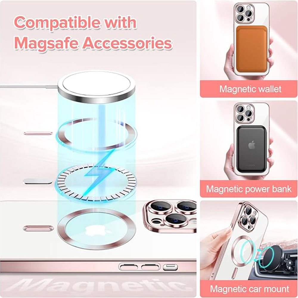Ovitek MagSafe za Apple iPhone 14 Pro Max, Techsuit, Luxury Crystal, Roza