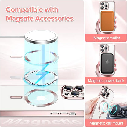 Ovitek MagSafe za Apple iPhone 14 Pro Max, Techsuit, Luxury Crystal, Roza
