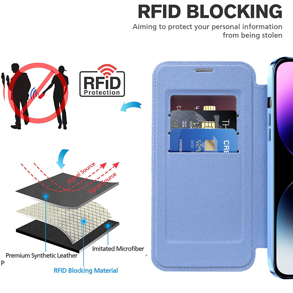 MagSafe Case for Apple iPhone 14 Pro Max, Techsuit, SmartMag Book, Blue