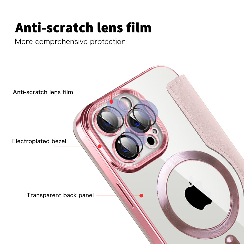 MagSafe Case for Apple iPhone 14 Pro Max, Techsuit, SmartMag Book, Pink