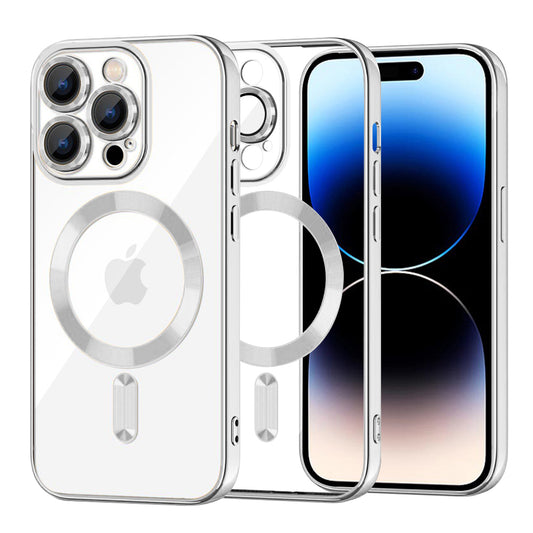 Ovitek MagSafe za Apple iPhone 14 Pro, Techsuit, Luxury Crystal, Srebrn