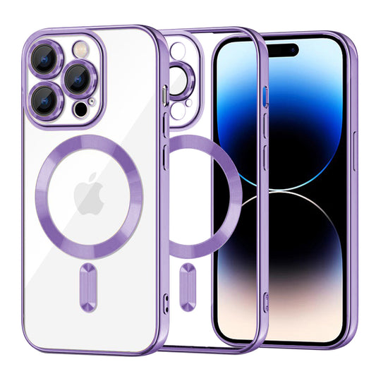Ovitek MagSafe za Apple iPhone 14 Pro, Techsuit, Luxury Crystal, Svetlo vijoličen