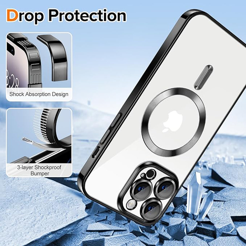 Ovitek MagSafe za Apple iPhone 14 Pro, Techsuit, Luxury Crystal, Črn