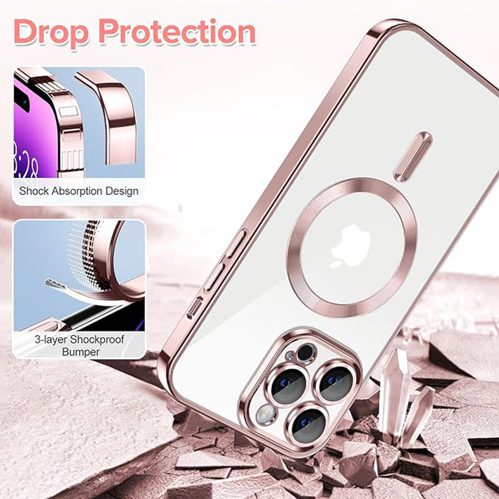Ovitek MagSafe za Apple iPhone 14 Pro, Techsuit, Luxury Crystal, Roza