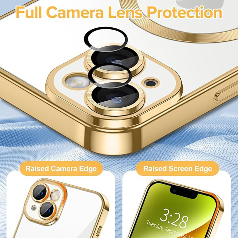 Ovitek MagSafe za Apple iPhone 14, Techsuit, Luxury Crystal, Zlata