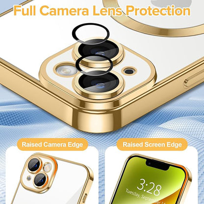 Ovitek MagSafe za Apple iPhone 14, Techsuit, Luxury Crystal, Zlata