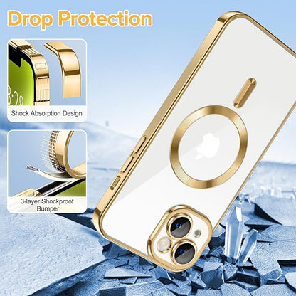 Ovitek MagSafe za Apple iPhone 14, Techsuit, Luxury Crystal, Zlata