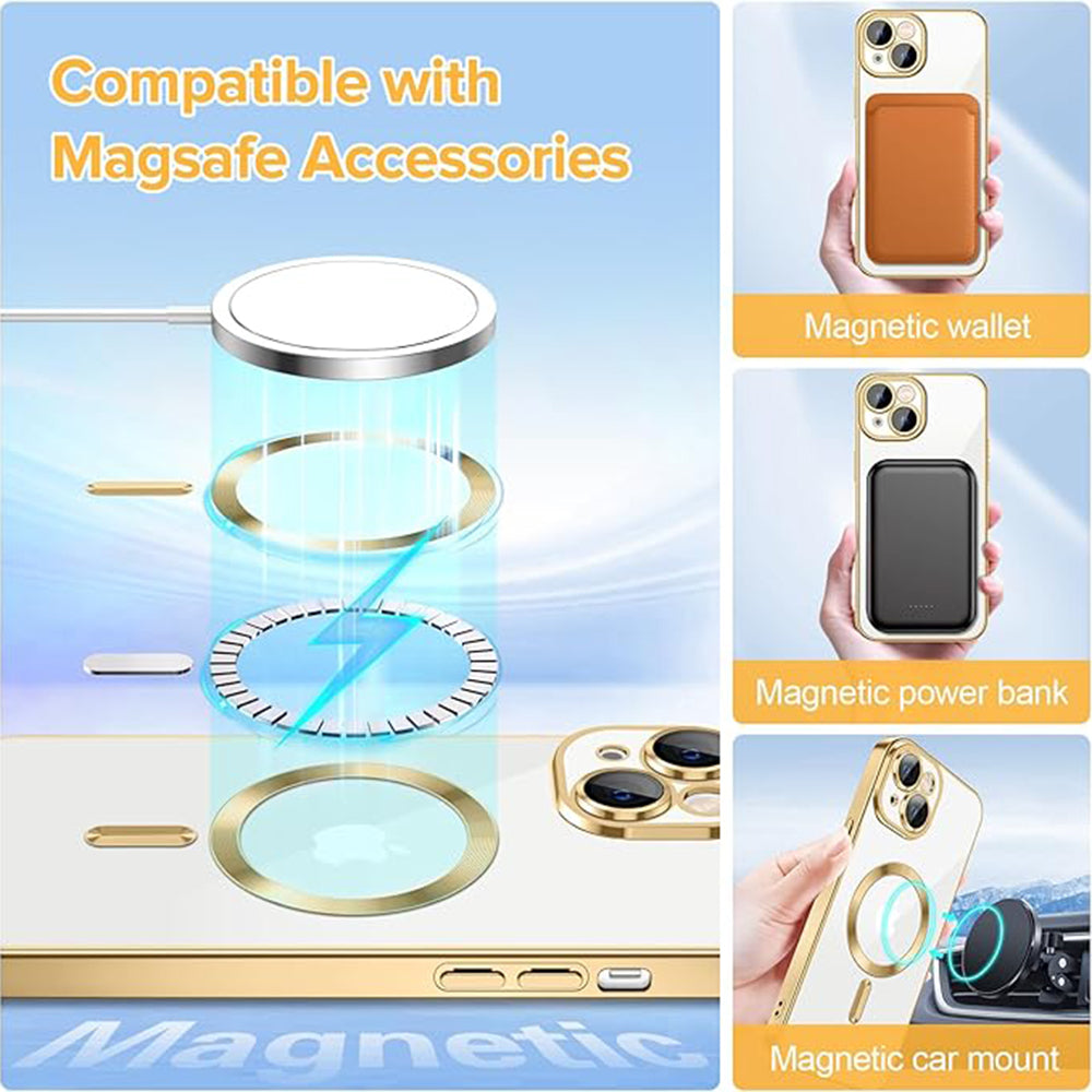 Ovitek MagSafe za Apple iPhone 14, Techsuit, Luxury Crystal, Zlata