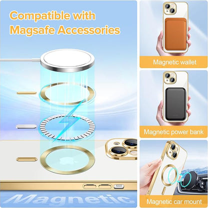 Ovitek MagSafe za Apple iPhone 14, Techsuit, Luxury Crystal, Zlata