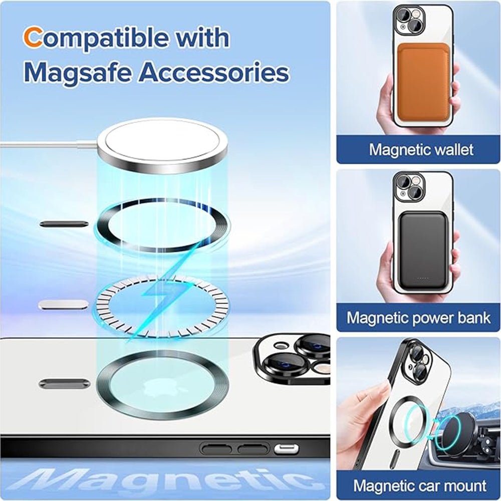 Ovitek MagSafe za Apple iPhone 14, Techsuit, Luxury Crystal, Črn
