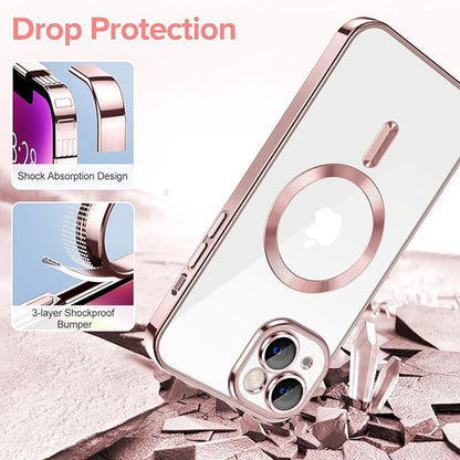 Ovitek MagSafe za Apple iPhone 14, Techsuit, Luxury Crystal, Roza
