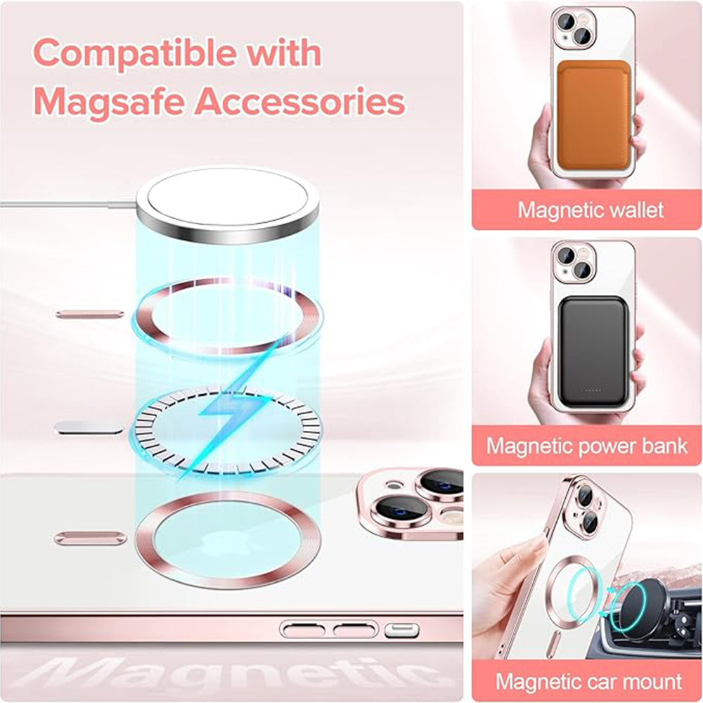Ovitek MagSafe za Apple iPhone 14, Techsuit, Luxury Crystal, Roza