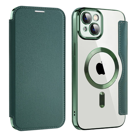 Ovitek MagSafe za Apple iPhone 14, Techsuit, SmartMag Book, Zelen