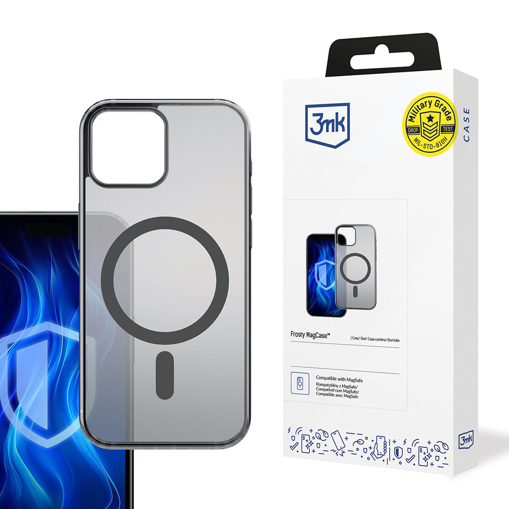MagSafe ovitek za Apple iPhone 15, 3MK, Frosty MagCase, Črna mat