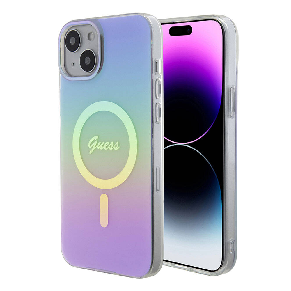 Ovitek MagSafe za Apple iPhone 15, Guess, IML Iridescent, Vijolična