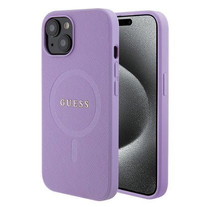 Ovitek MagSafe za Apple iPhone 15, Guess, Saffiano, Vijolična