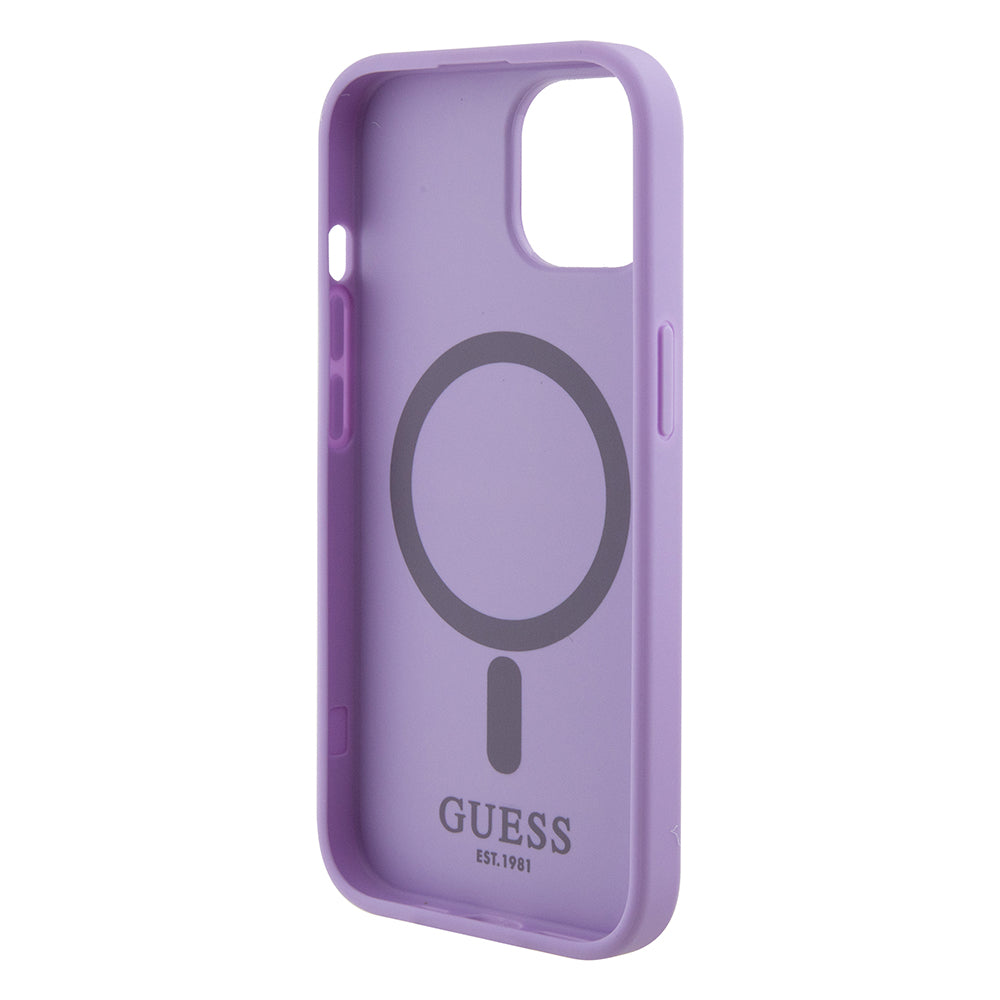 Ovitek MagSafe za Apple iPhone 15, Guess, Saffiano, Vijolična