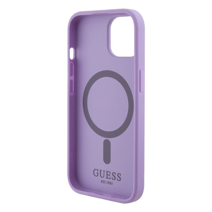 Ovitek MagSafe za Apple iPhone 15, Guess, Saffiano, Vijolična