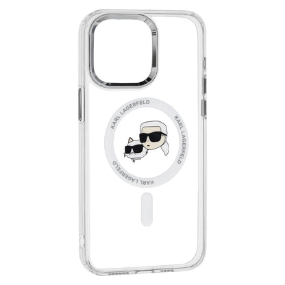 Ovitek MagSafe za Apple iPhone 15, Karl Lagerfeld, IML Metal Karl & Choupette's Heads, Prozoren