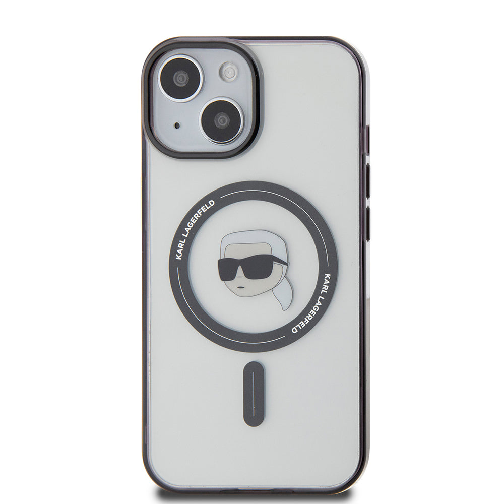 Ovitek MagSafe za Apple iPhone 15, Karl Lagerfeld, IML Karl's Head, Prozoren