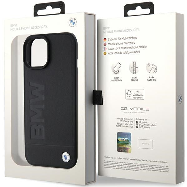 MagSafe ovitek za Apple iPhone 15 Plus, BMW, Natural Hot Stamp, Črn