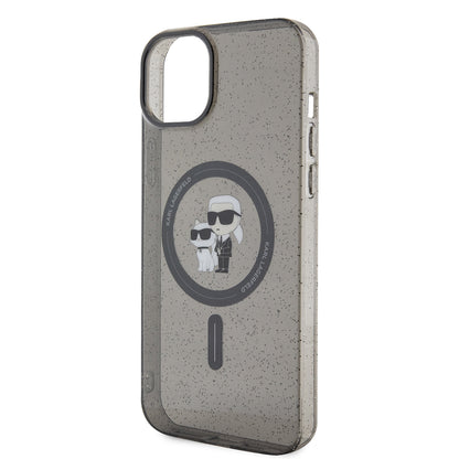 Ovitek MagSafe za Apple iPhone 15 Plus, Karl Lagerfeld, Glitter, Črna