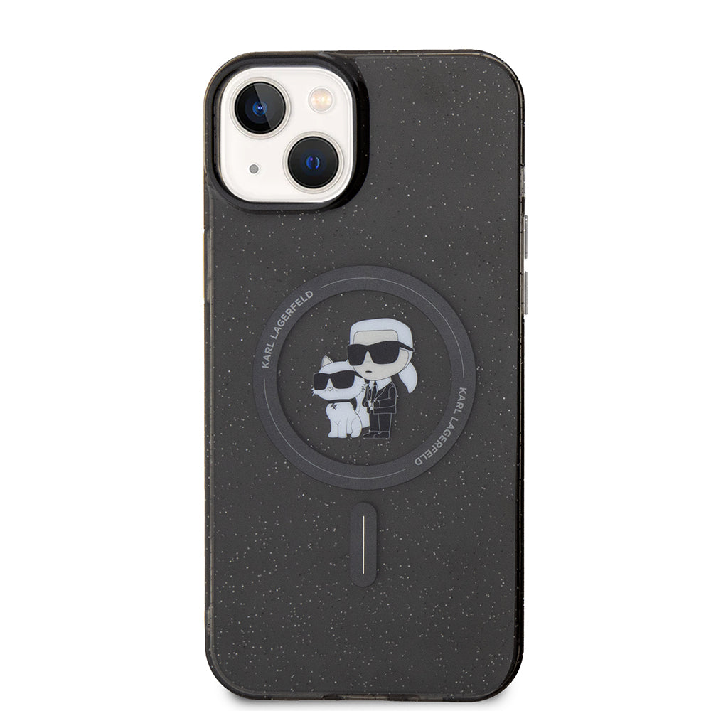 Ovitek MagSafe za Apple iPhone 15 Plus, Karl Lagerfeld, Glitter, Črna
