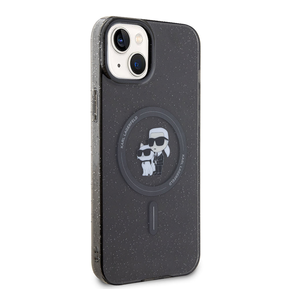 Ovitek MagSafe za Apple iPhone 15 Plus, Karl Lagerfeld, Glitter, Črna
