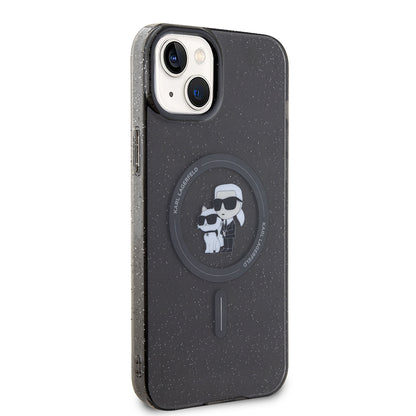 Ovitek MagSafe za Apple iPhone 15 Plus, Karl Lagerfeld, Glitter, Črna