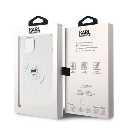Ovitek MagSafe za Apple iPhone 15 Plus / 14 Plus, Karl Lagerfeld, IML Choupette, Prozoren