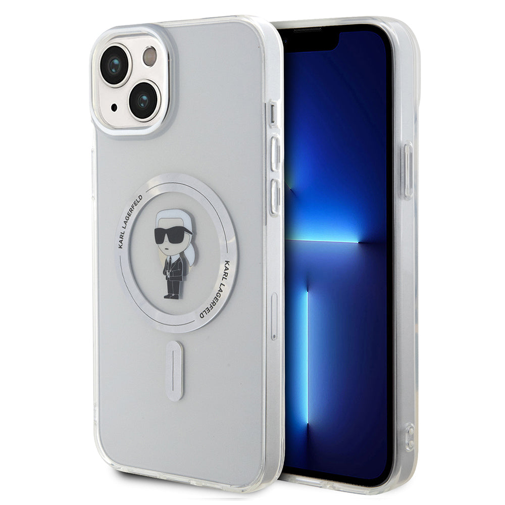 Ovitek MagSafe za Apple iPhone 15 Plus, Karl Lagerfeld, IML Ikonik Karl, Prozoren