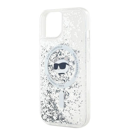 Ovitek MagSafe za Apple iPhone 15 Plus, Karl Lagerfeld, Liquid Glitter Choupette's Head, Prozoren