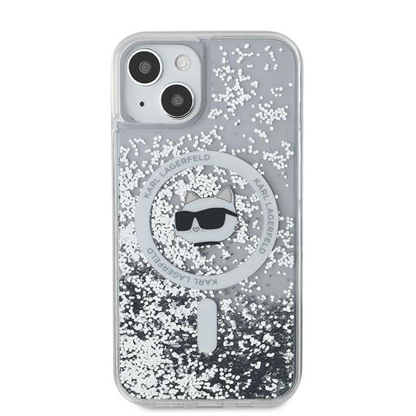 Ovitek MagSafe za Apple iPhone 15 Plus, Karl Lagerfeld, Liquid Glitter Choupette's Head, Prozoren