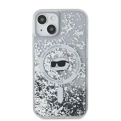 Ovitek MagSafe za Apple iPhone 15 Plus, Karl Lagerfeld, Liquid Glitter Choupette's Head, Prozoren