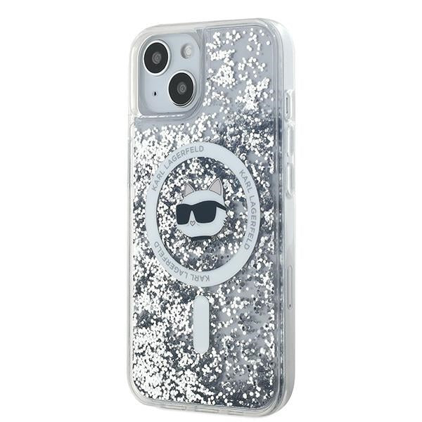 Ovitek MagSafe za Apple iPhone 15 Plus, Karl Lagerfeld, Liquid Glitter Choupette's Head, Prozoren