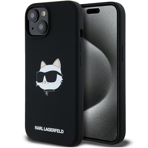 Ovitek MagSafe za Apple iPhone 15 Plus, Karl Lagerfeld, Silikon Choupette's Head, Črn