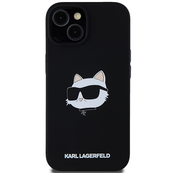 Ovitek MagSafe za Apple iPhone 15 Plus, Karl Lagerfeld, Silikon Choupette's Head, Črn