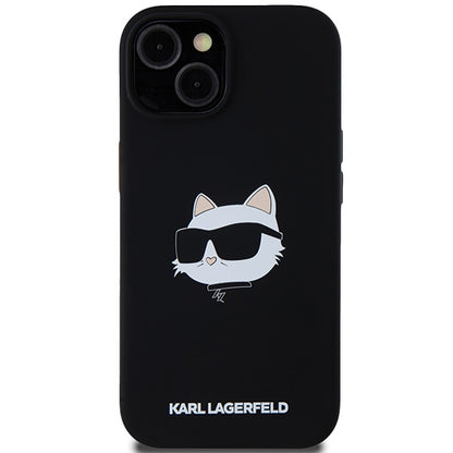 Ovitek MagSafe za Apple iPhone 15 Plus, Karl Lagerfeld, Silikon Choupette's Head, Črn