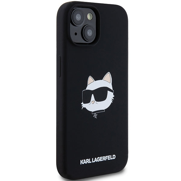 Ovitek MagSafe za Apple iPhone 15 Plus, Karl Lagerfeld, Silikon Choupette's Head, Črn
