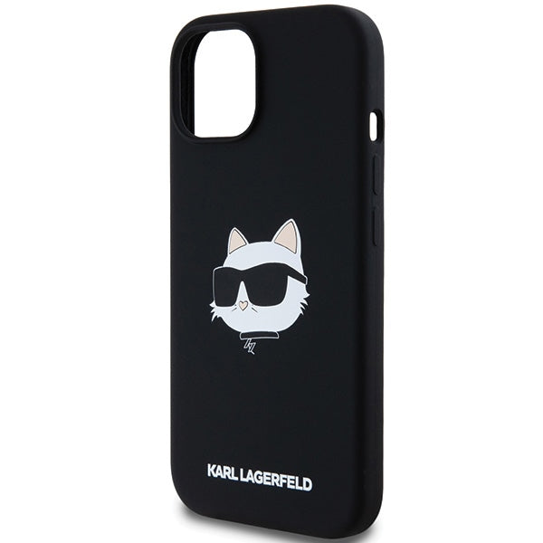 Ovitek MagSafe za Apple iPhone 15 Plus, Karl Lagerfeld, Silikon Choupette's Head, Črn