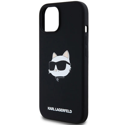 Ovitek MagSafe za Apple iPhone 15 Plus, Karl Lagerfeld, Silikon Choupette's Head, Črn