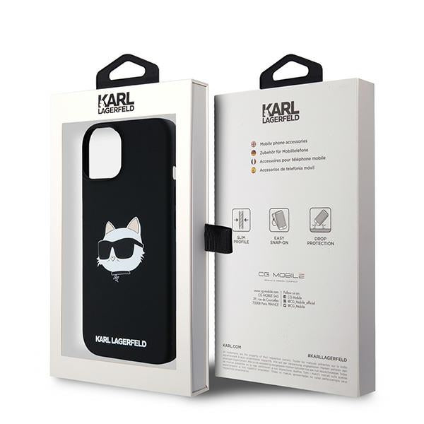 Ovitek MagSafe za Apple iPhone 15 Plus, Karl Lagerfeld, Silikon Choupette's Head, Črn