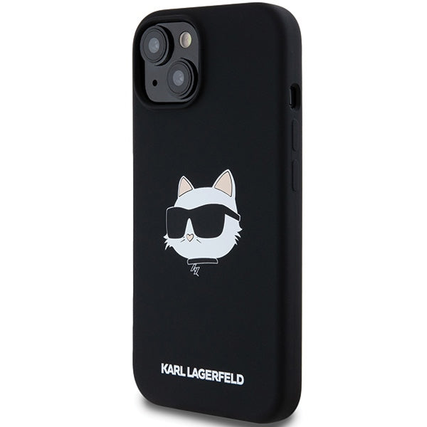 Ovitek MagSafe za Apple iPhone 15 Plus, Karl Lagerfeld, Silikon Choupette's Head, Črn