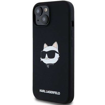 Ovitek MagSafe za Apple iPhone 15 Plus, Karl Lagerfeld, Silikon Choupette's Head, Črn
