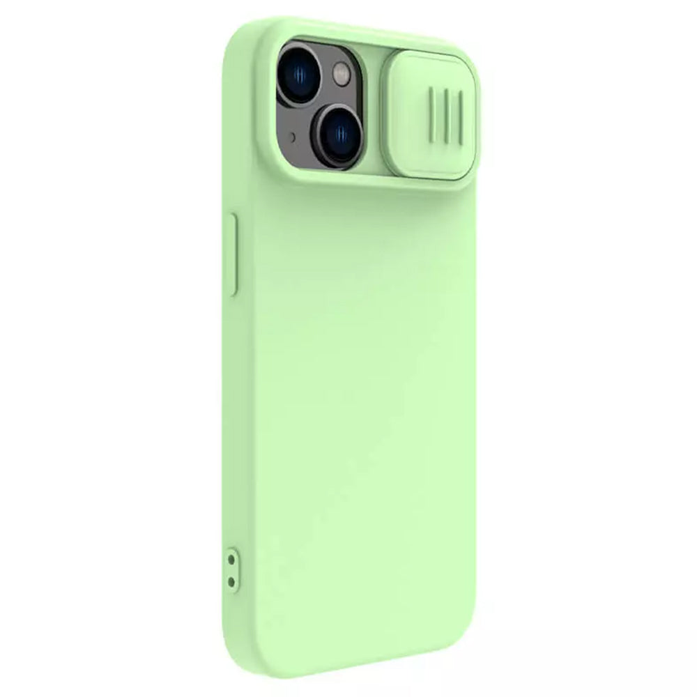 MagSafe ovitek za Apple iPhone 15 Plus, Nillkin, CamShield Silky, Svetlo zelena