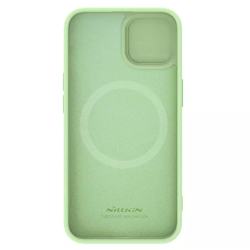 MagSafe ovitek za Apple iPhone 15 Plus, Nillkin, CamShield Silky, Svetlo zelena