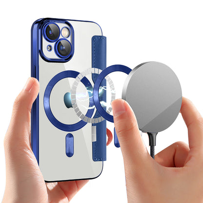 MagSafe ovitek za Apple iPhone 15 Plus, Techsuit, SmartMag Book, modra