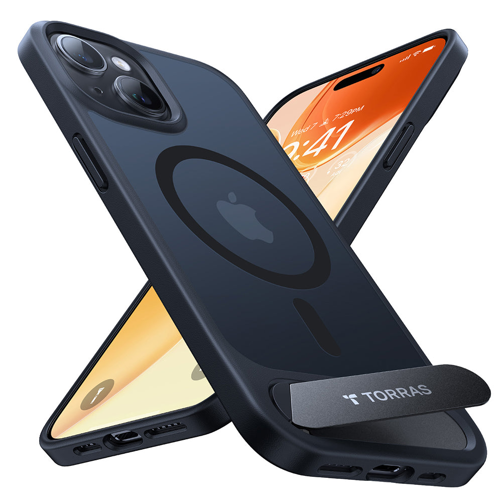 Ovitek MagSafe za Apple iPhone 15 Plus, Torras, Pstand, Črna